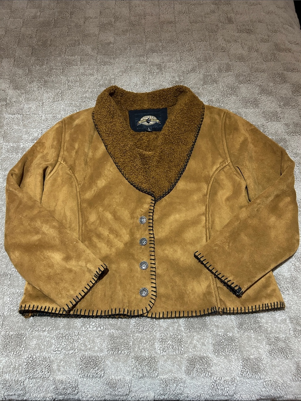 Vintage Country Sherpa Lined Faux Suede Jacket Large Made in Canada